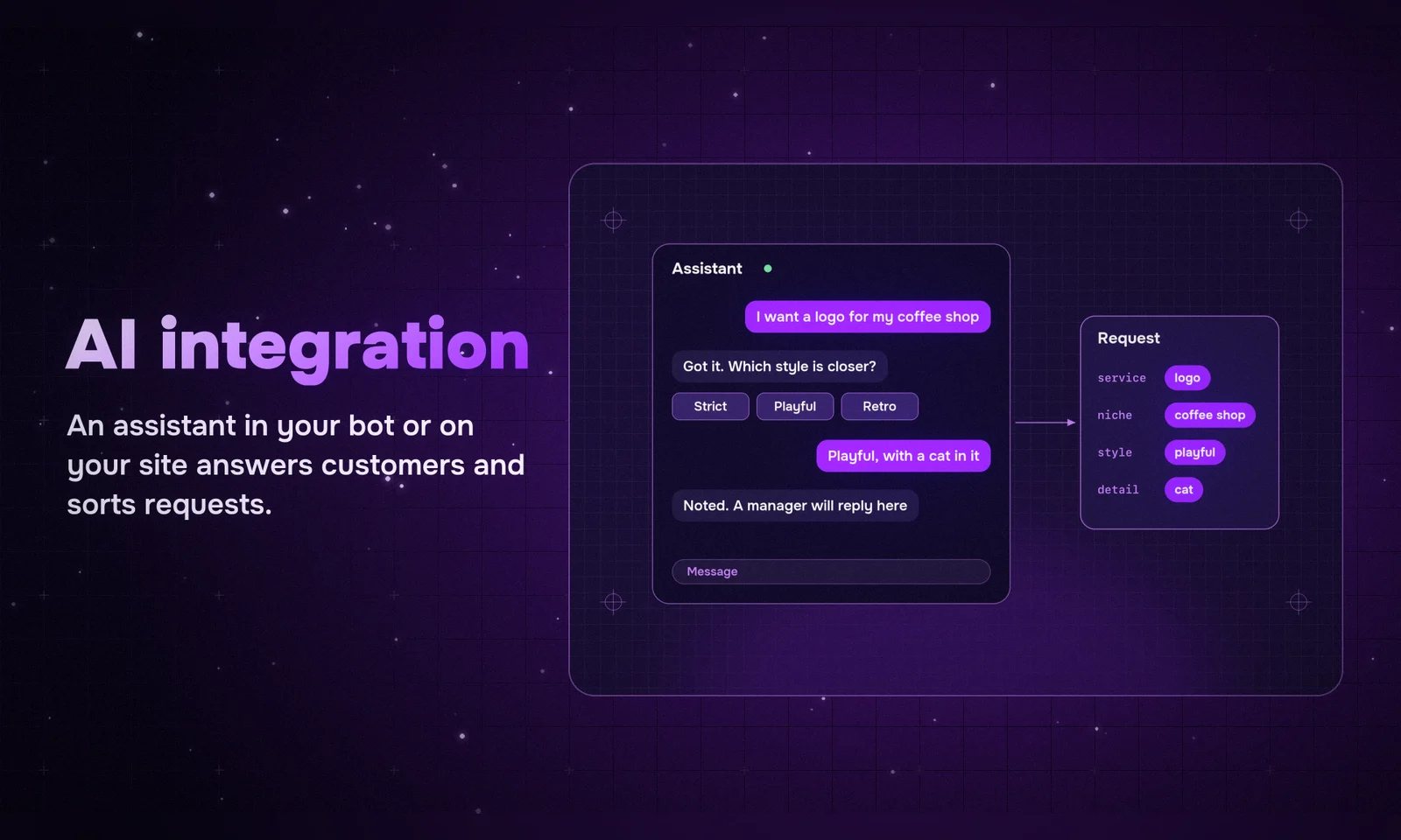 AI integration for business: an assistant in your bot or on your site: Wide Studio work