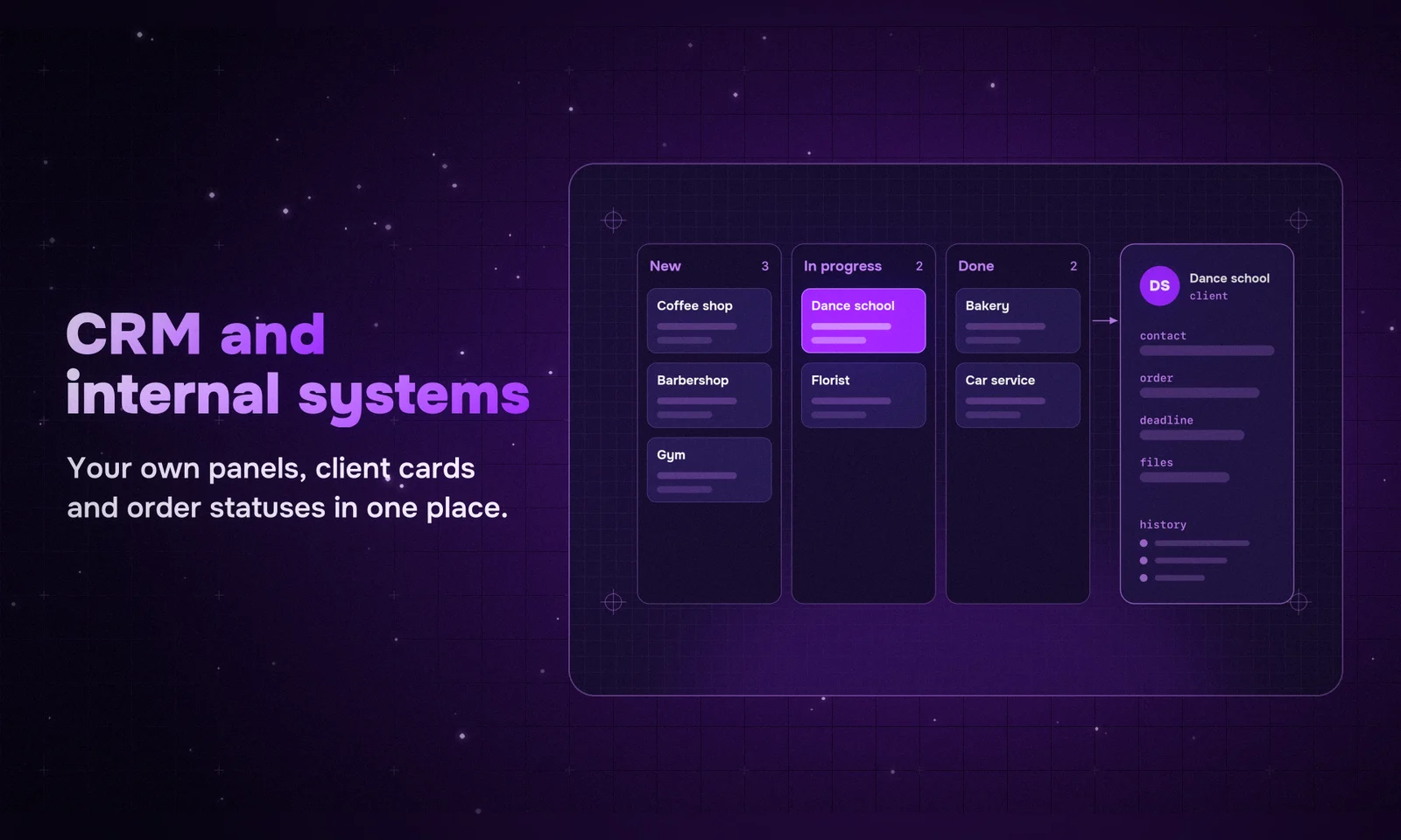 Custom CRM and internal systems built around your process: Wide Studio work